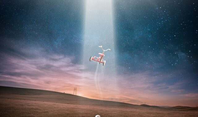 ufo, abduction, fantasy, bicycle, child, baby, alien, light, alone, fear, dream, nightmare, night, evening, ufo, ufo, ufo, ufo, ufo, alien, alien, alien