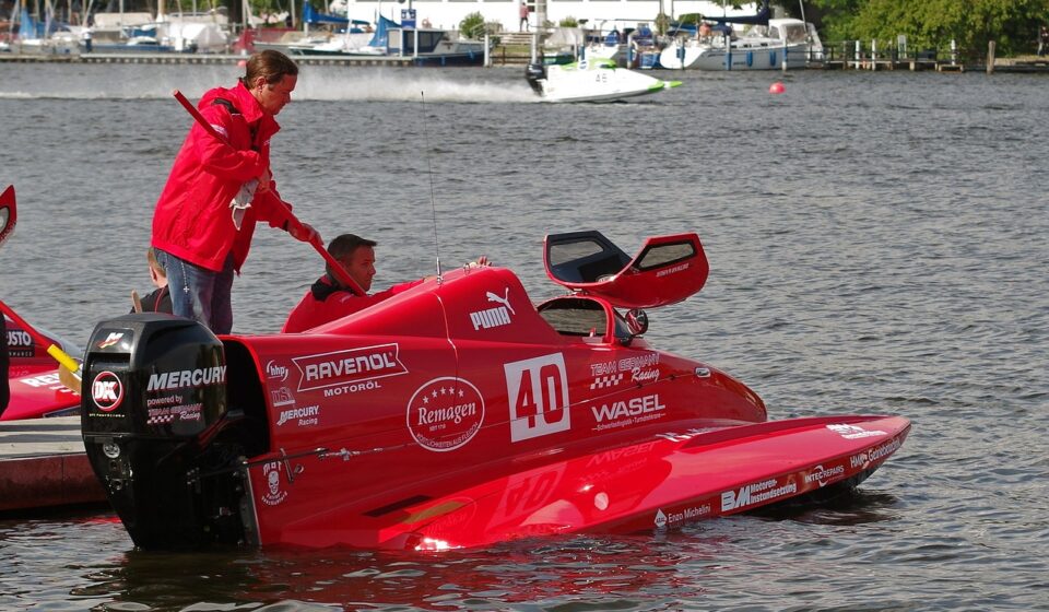 racing boat, launch preparation, water sports, motor boat race, waters, run, sports, flow, competition