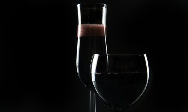 wine, drink, alcohol, glasses, glassware, stemware, black background, red wine, wine glass, light and shadow, dark, champagne glass, filled, wine, wine, wine, wine, wine, alcohol, black background, black background, black background, black background