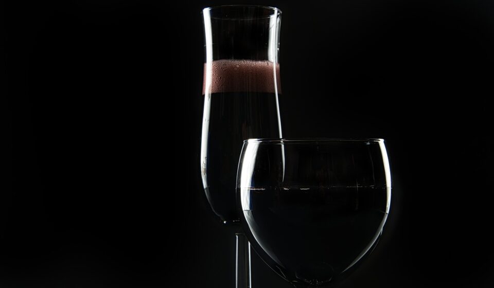wine, drink, alcohol, glasses, glassware, stemware, black background, red wine, wine glass, light and shadow, dark, champagne glass, filled, wine, wine, wine, wine, wine, alcohol, black background, black background, black background, black background