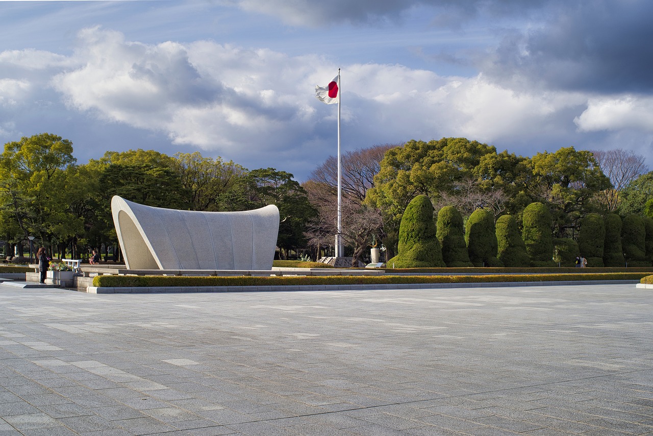 park, destination, memorial, peace memorial park, atomic bomb dome, flag, flagpole, hiroshima, japan, flagpole, hiroshima, hiroshima, hiroshima, hiroshima, hiroshima