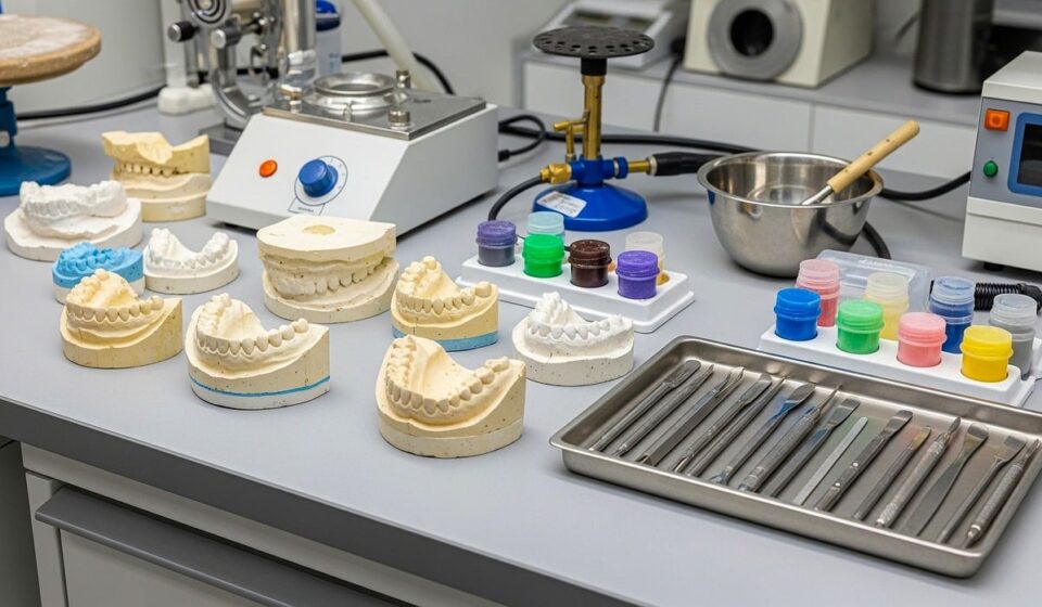 laboratory, dental molds, test tubes, dental laboratory, tools, surgical tools, workstation, mixer, colors, dental care, surgery, sterilization equipment, cleaning, metal tools, analysis, sterile, dental prosthetics, dentist, laboratory equipment