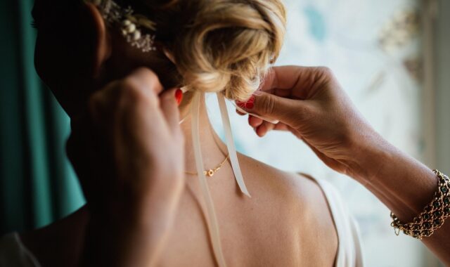 tying hair, woman, hands, bow, ribbon, hairstyle, blonde, caucasian, beautiful, bracelet, fashion, girl, hairdo, model, people, wear, wedding, bride, wedding, wedding, wedding, wedding, wedding, bride