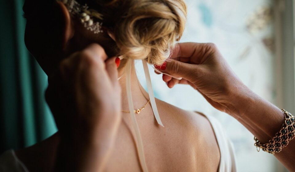 tying hair, woman, hands, bow, ribbon, hairstyle, blonde, caucasian, beautiful, bracelet, fashion, girl, hairdo, model, people, wear, wedding, bride, wedding, wedding, wedding, wedding, wedding, bride