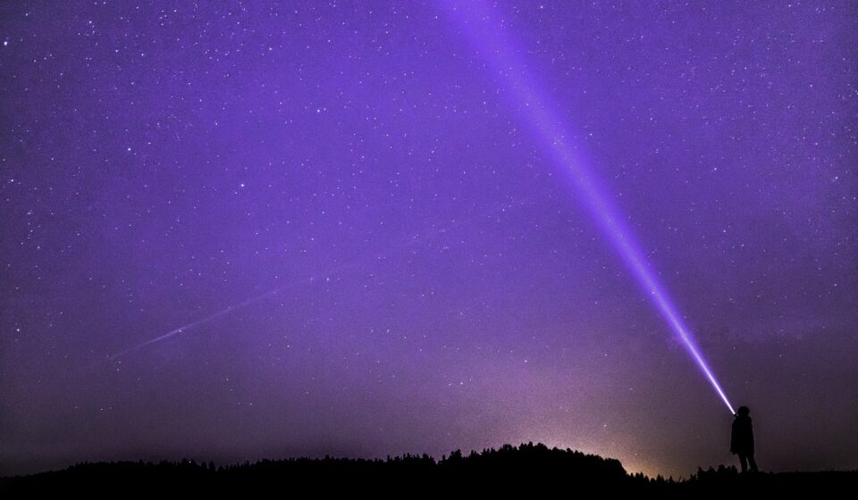 night photograph, flashlight, ray, starry sky, night sky, star, night, sky, human, person, nature, long exposure, evening sky, cosmos, dark, astro, lights, mystical, abendstimmung, mood, darkness, astronomy, starry, universe, light, galaxy, violet, purple, light signal, space wallpaper